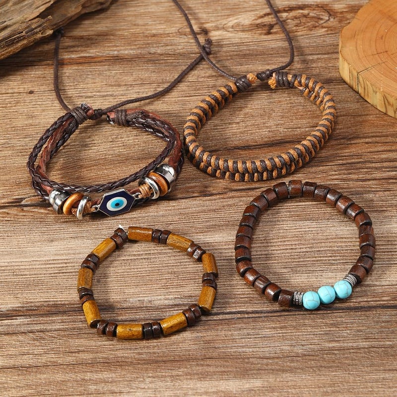 JAVMOO Gothic Bracelet Adjustable Punk Braided Leather Multilayer Grunge Set Bracelets Emo Metal Cuff Wrap Bangles Meaningful Gift - Image 3